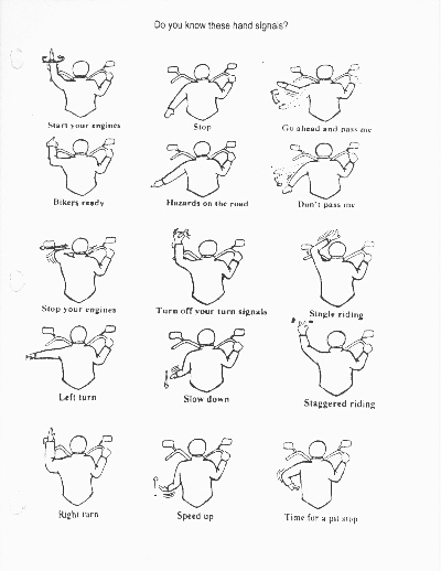 Group Riding Hand Signals